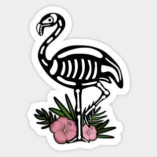 Cute Flamingo Skull Floral Tropical Sticker